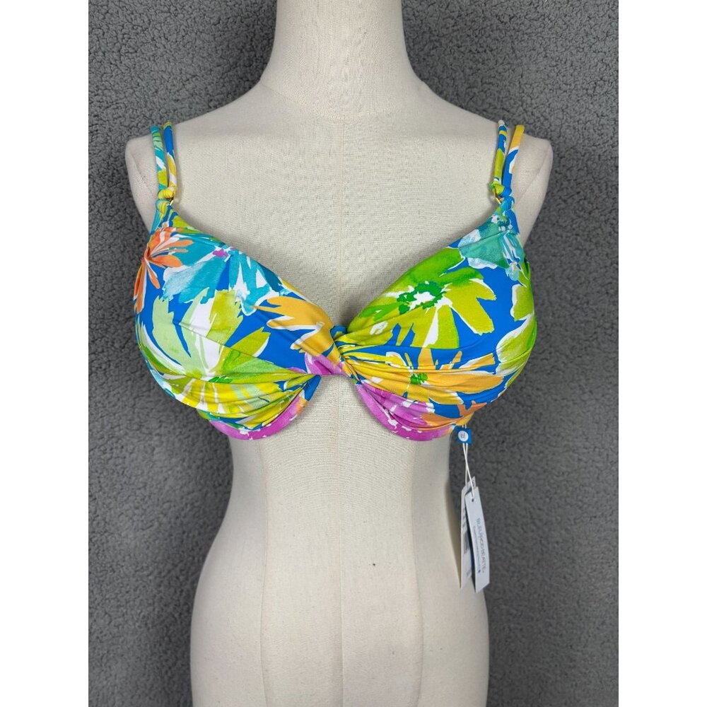 Bleu By Rod Beattie Floral Twist Front Underwire Bikini Top 14 Multicolor NWT's